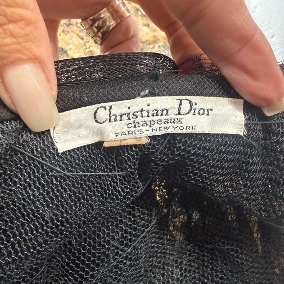 Vintage Christian Dior Chapeaux Black Net Cocktail Hat Paris New York Designer main image 8